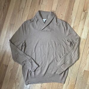 GAP Men’s XL Tan Merino Wool Shawl Collar Sweater
